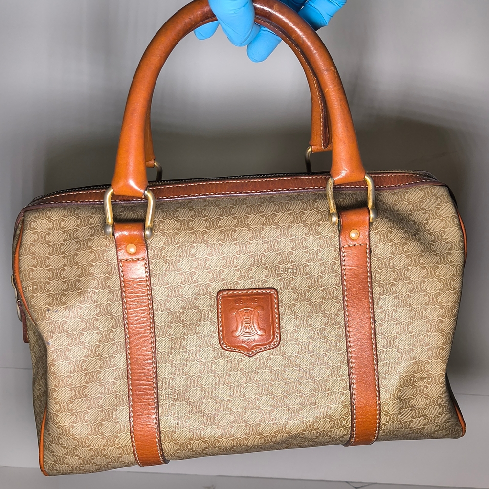 Celine Brown Monogram Boston Bag Overnight Bag Hand Bag